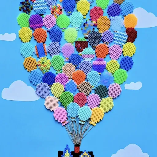 Kolorowa scena z balonami z koralików do prasowania