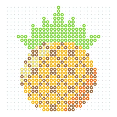 Wzór Ananas z zieloną koroną z koralików do prasowania, 29 × 29