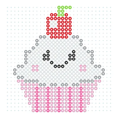 Wzór Babeczka kawaii z wisienką z koralików do prasowania, 29 × 29