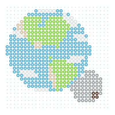 Wzór Błękitny globus z Amerykami z koralików do prasowania, 29 × 29