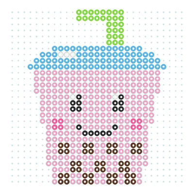Wzór Bubble tea z rurką z koralików do prasowania, 29 × 29