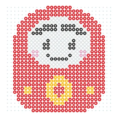 Wzór Daruma z grubymi brwiami z koralików do prasowania, 29 × 29