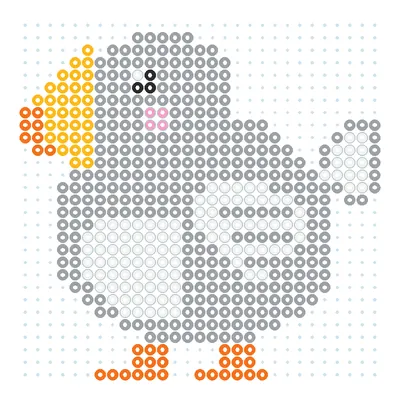 Wzór Dodo z wielkim dziobem z koralików do prasowania, 29 × 29
