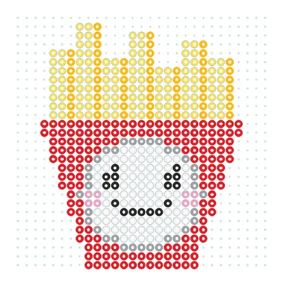 Wzór Frytki kawaii w czerwonym kubełku z koralików do prasowania, 29 × 29