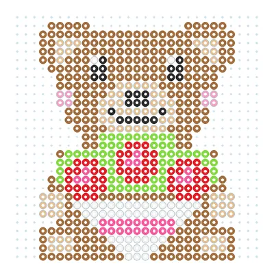 Wzór Miś z bukietem róż z koralików do prasowania, 29 × 29