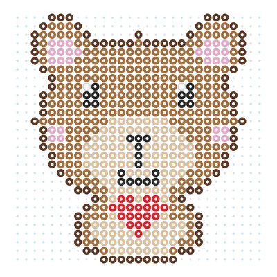 Wzór Niedźwiadek chibi z serduszkiem z koralików do prasowania, 29 × 29