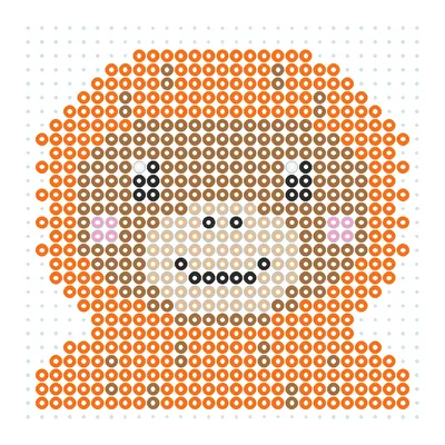 Wzór Orangutan o rudej sierści z koralików do prasowania, 29 × 29