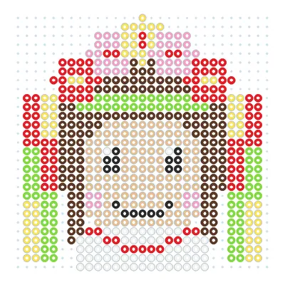 Wzór Osoba w ludowym wianku ze wstążkami z koralików do prasowania, 29 × 29