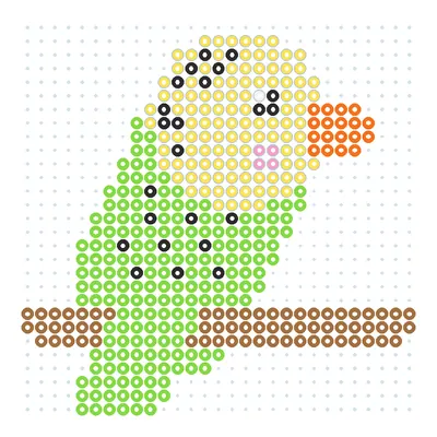 Wzór Papużka falista zielono-żółta z koralików do prasowania, 29 × 29