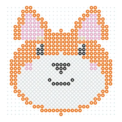 Wzór Shiba inu z kremowymi policzkami z koralików do prasowania, 29 × 29