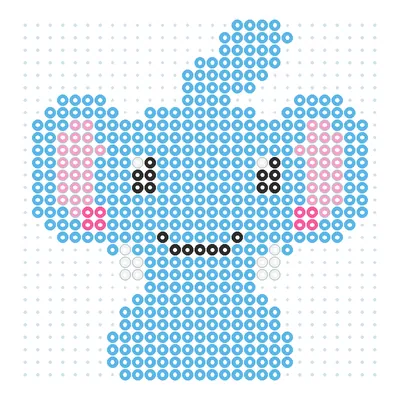 Wzór Słonik chibi z dużą trąbką z koralików do prasowania, 29 × 29