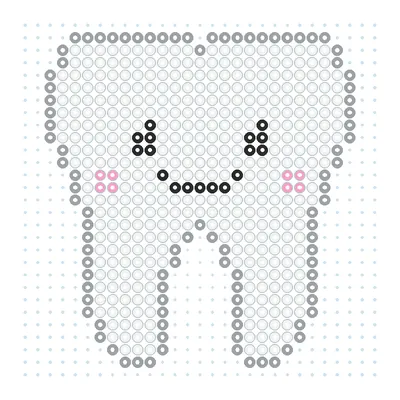 Wzór Ząbek kawaii z koralików do prasowania, 29 × 29