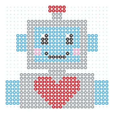 Wzór Zakochany robot z sercem na piersi z koralików do prasowania, 29 × 29