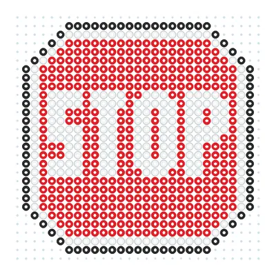 Wzór Znak STOP w ośmiokącie z koralików do prasowania, 29 × 29